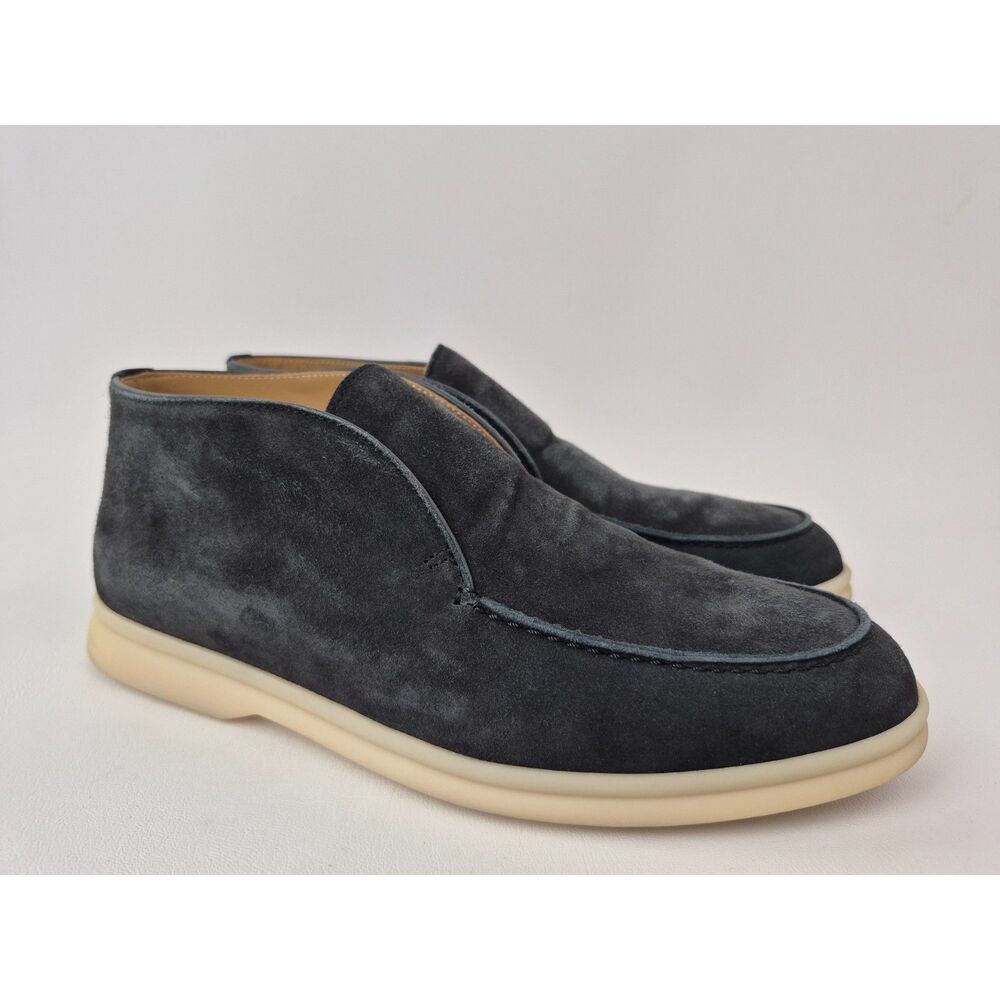 Loro Piana Women's Blue Open Walk Suede Slip On Chukka Ankle Boots Size 37.5